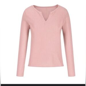 NY Collection Pink V-Neck Sweater